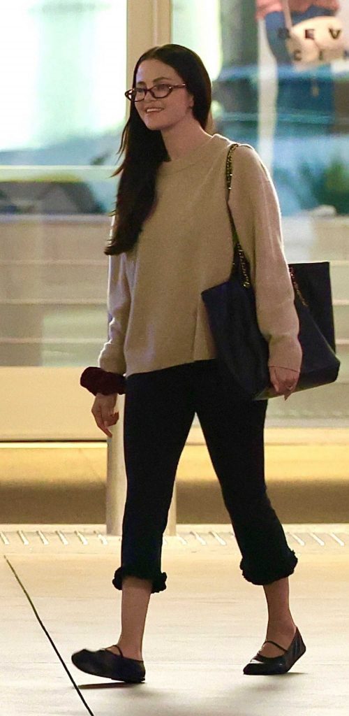 Selena Gomez in a Beige Sweatshirt