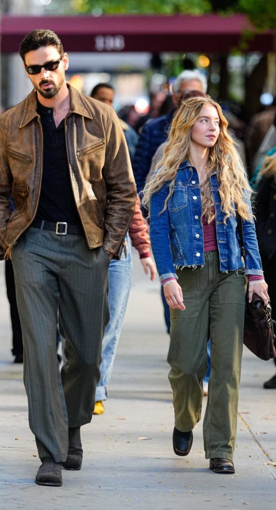 Sydney Sweeney in a Blue Denim Jacket