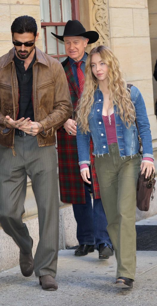 Sydney Sweeney in a Blue Denim Jacket