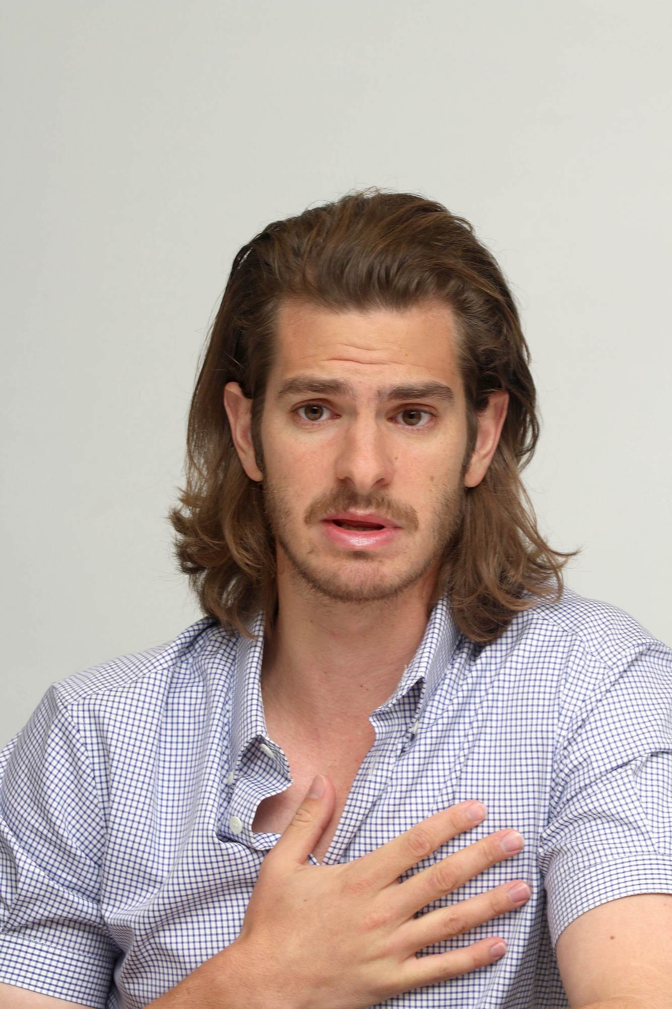 Andrew Garfield With Mustache at Homes Press Conference-2