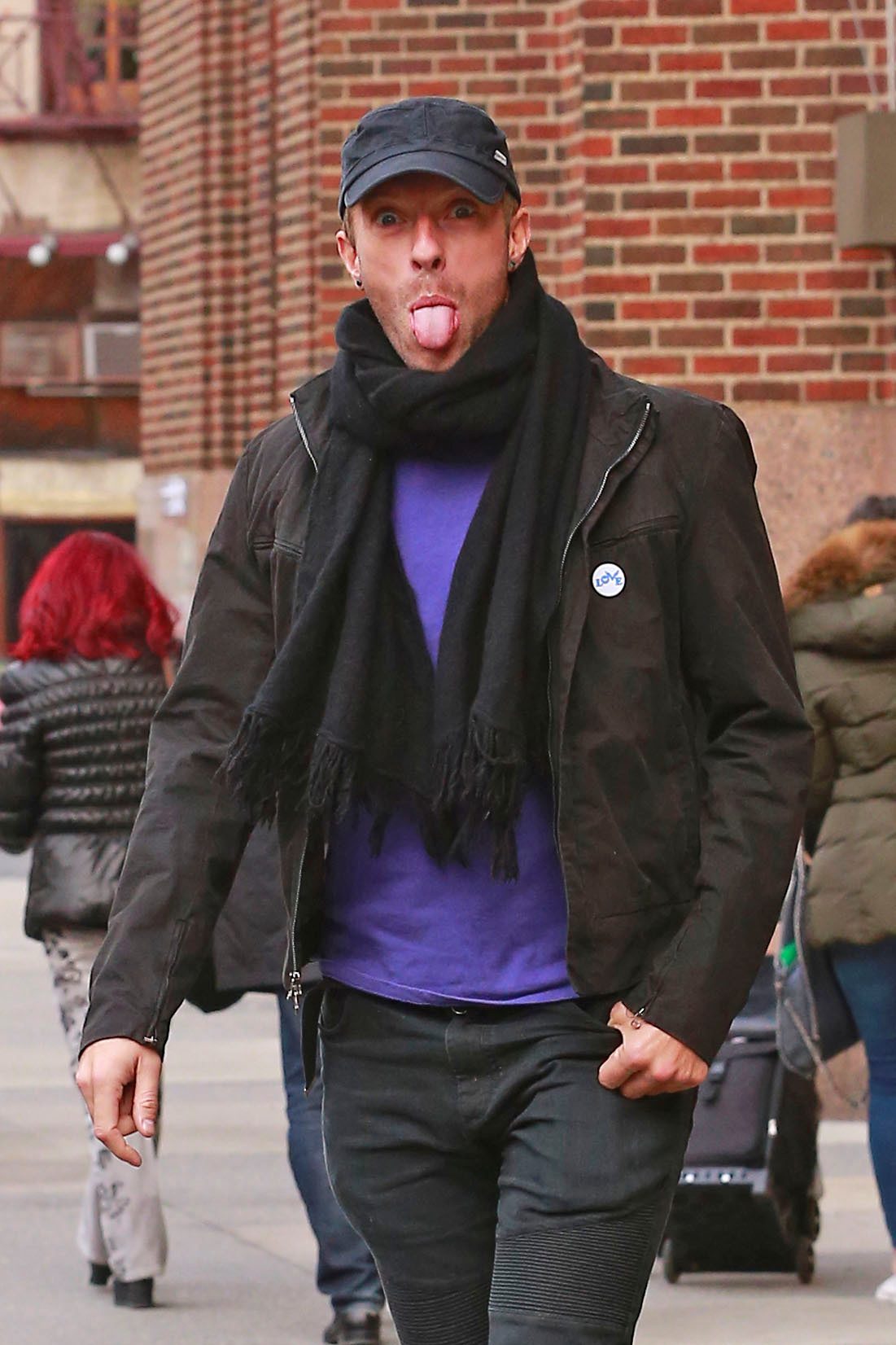 Chris Martin Stick His Tongue Out As He Exits Z Station