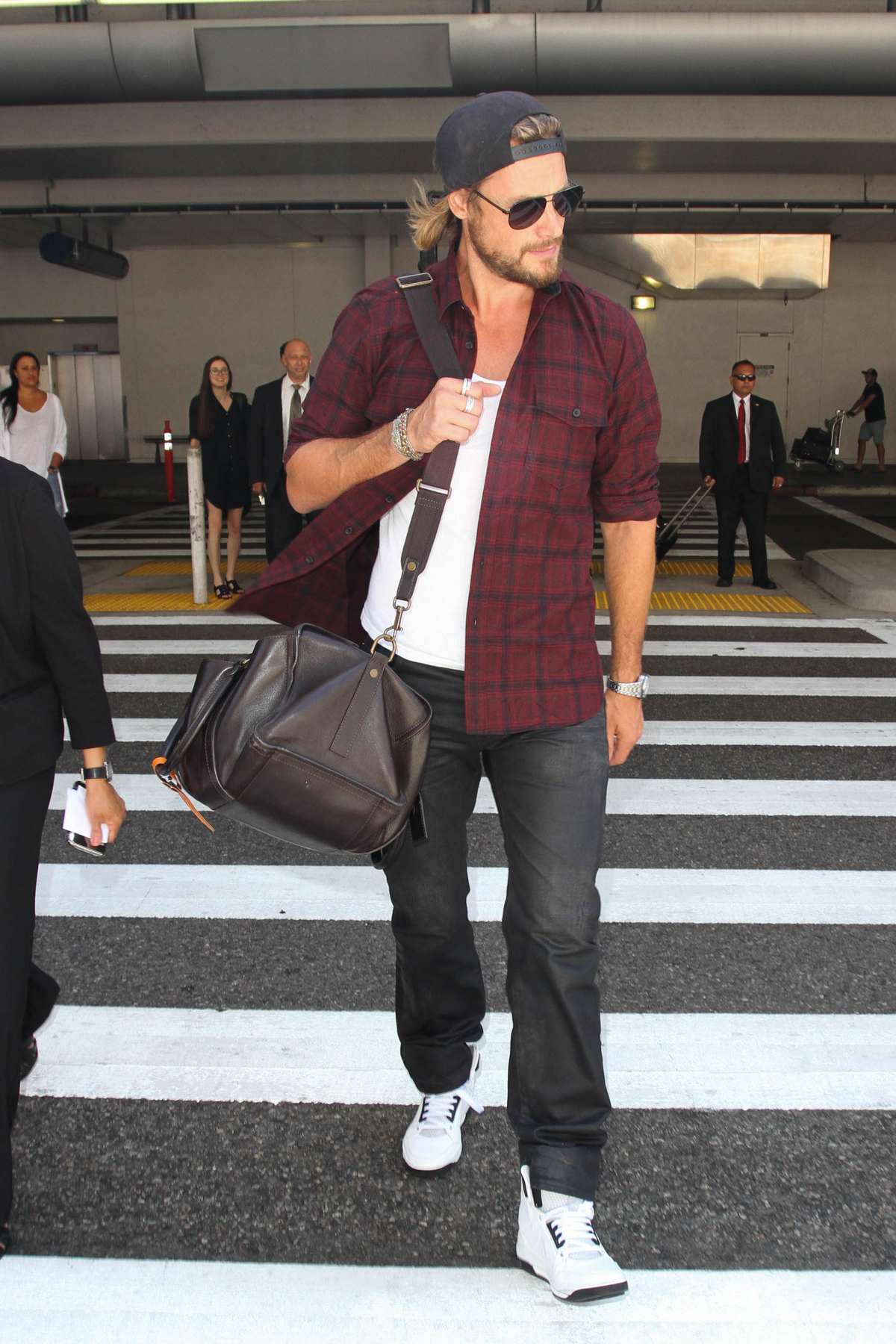 Gabriel Aubry Is Seen Arriving at LAX Airport