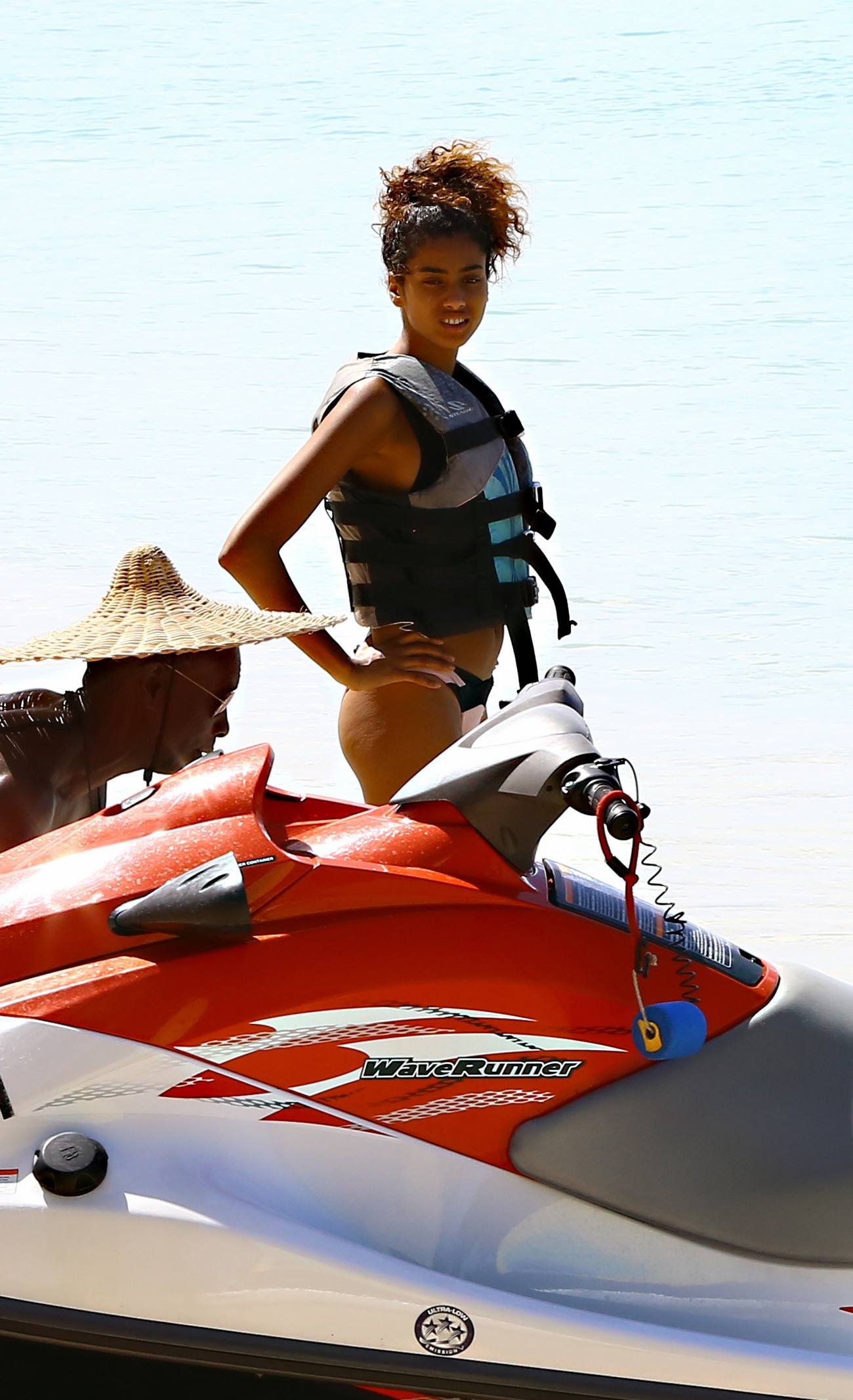 Imaan Hammam Spotted Riding Jet Skis in Barbados