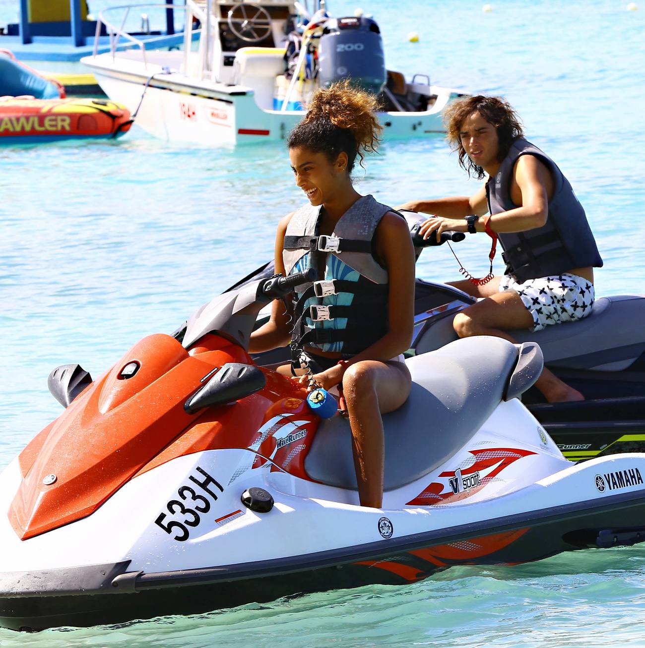 Imaan Hammam Spotted Riding Jet Skis in Barbados-2