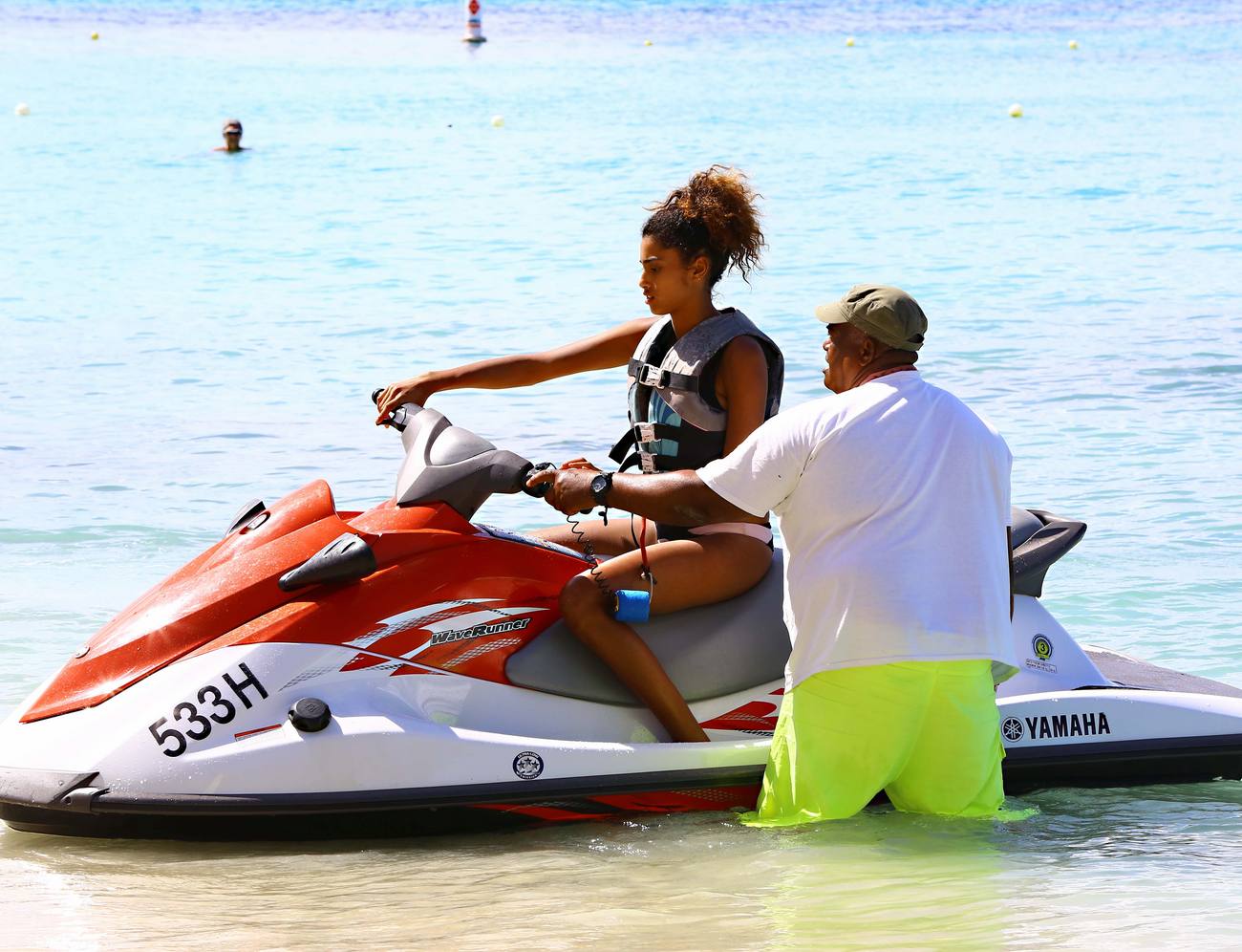 Imaan Hammam Spotted Riding Jet Skis in Barbados-4