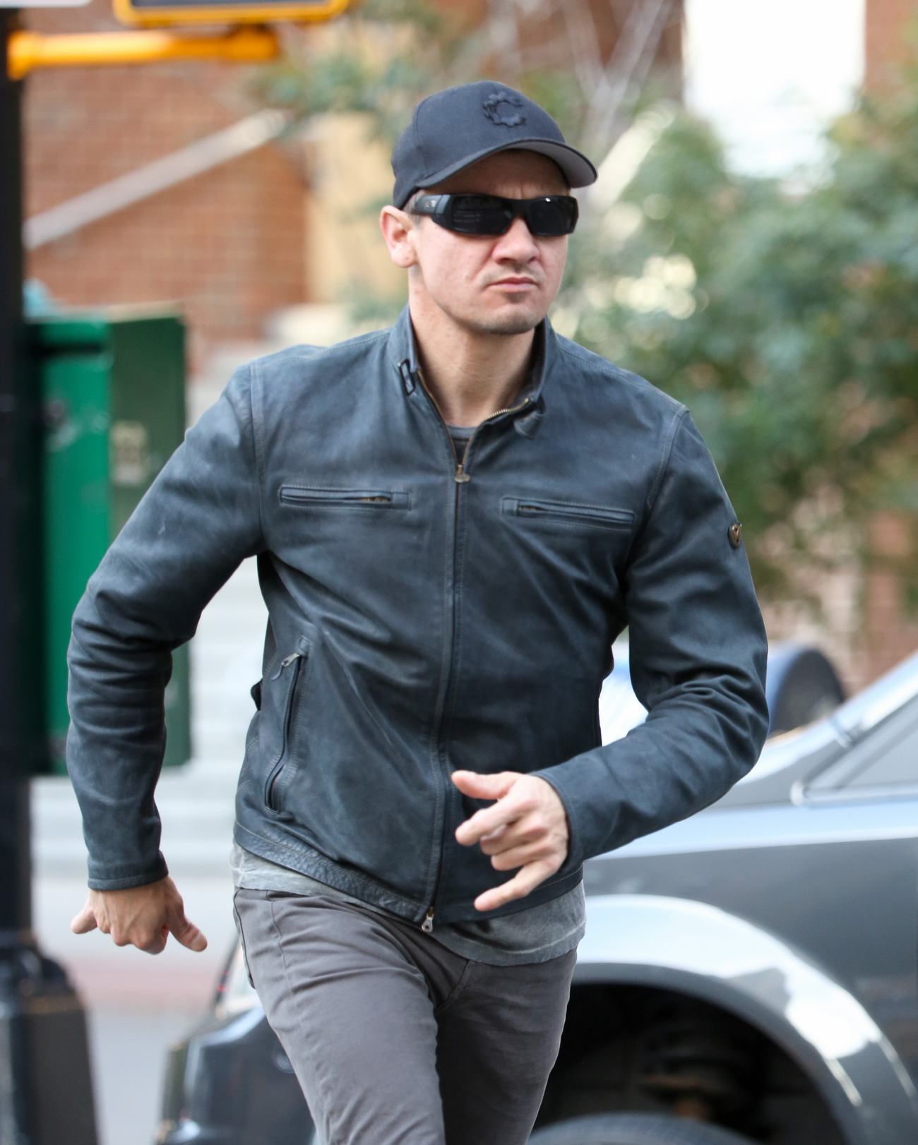 Jeremy Renner Run Across The Street of Tribeca