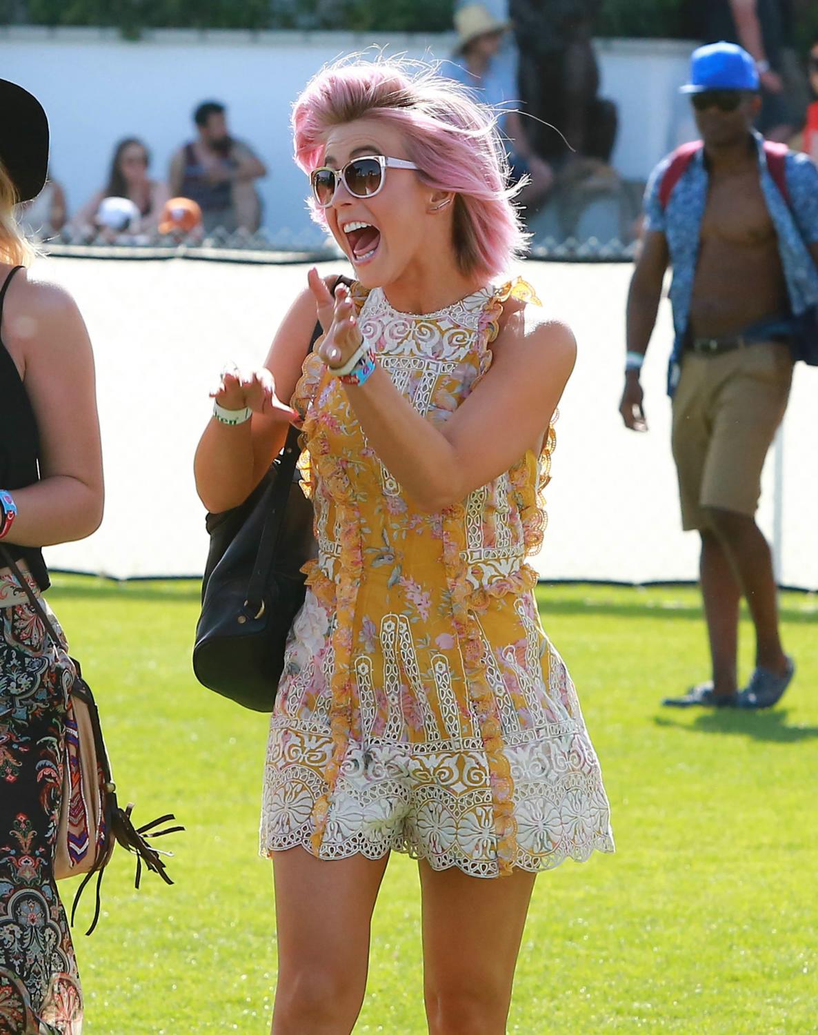 Julianne Hough and Aaron Paul with Lauren Parsekian at The Coachella Valley Music