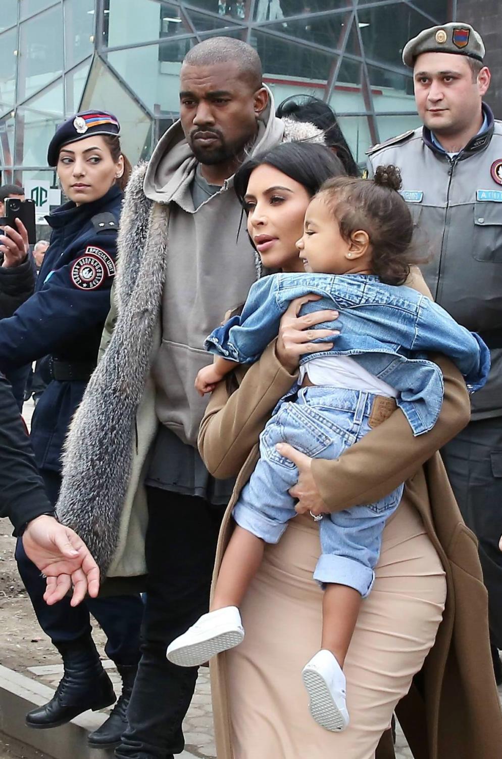 Kim and Khloe Kardashian with Kanye and North West Visit Church in Armenia