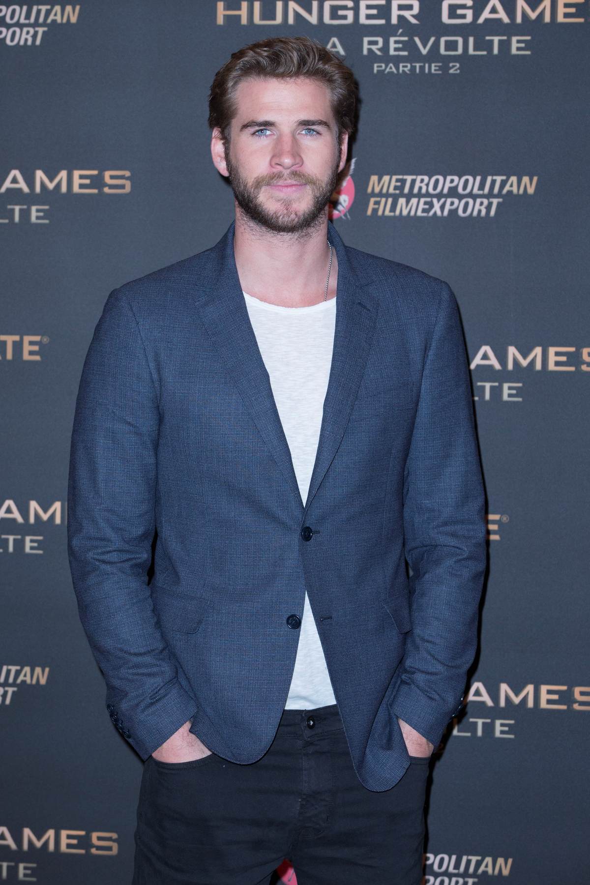 Liam Hemsworth arrives at Mocking Jay Part Paris Photocall and Premiere