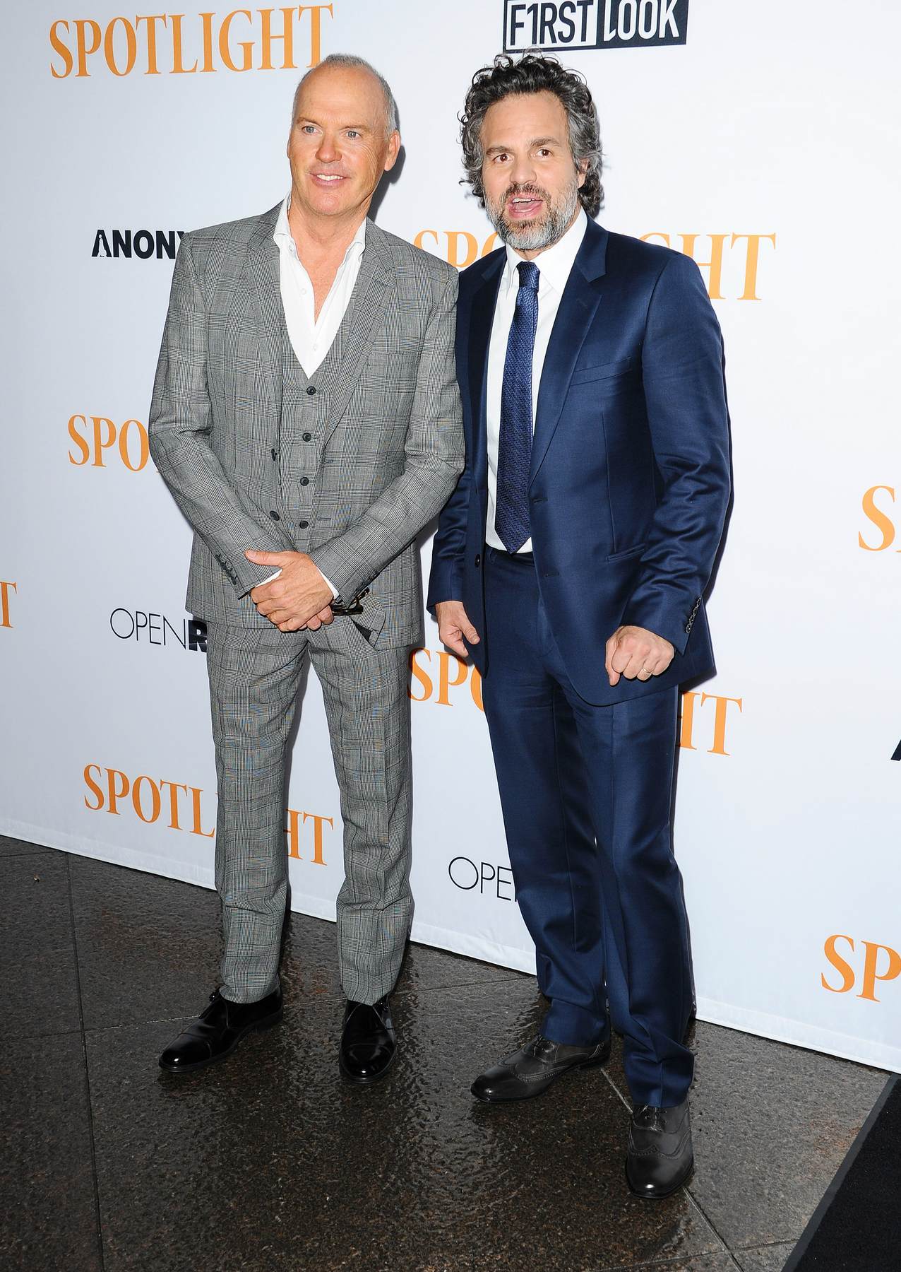 Michael Keaton with Mark Ruffalo at Spotlight Los Angeles Premiere