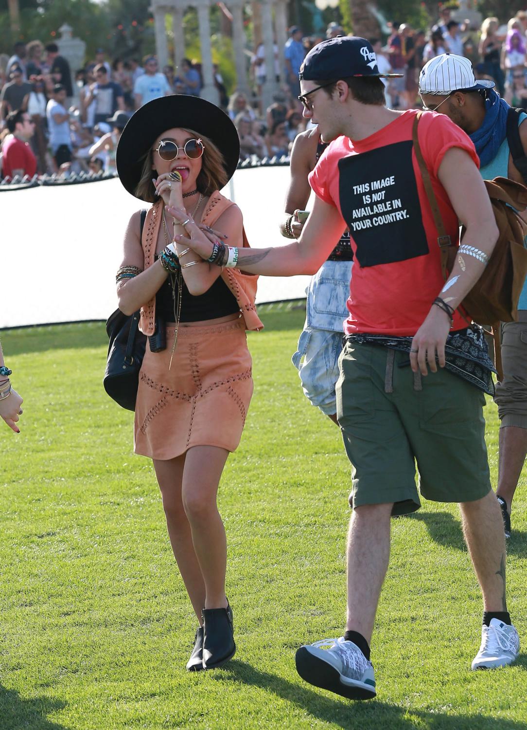 Sarah Hyland and Dominic Sherwood at Coachella Valley Music and Arts Festival